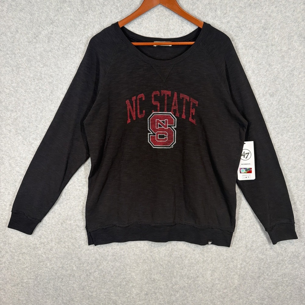 NEW '47 Brand NC State Wolfpack Crewneck Size Women's Large Black Sweatshirt